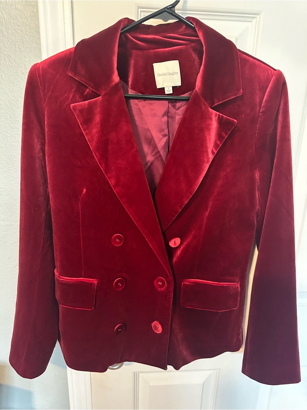 Favorite Daughter Amore Velvet Double-Breasted Blazer